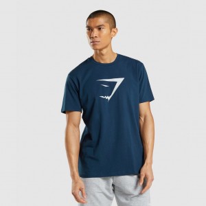 Camiseta Gymshark Sharkhead Infill Azul Marino | 94HIUGSFW