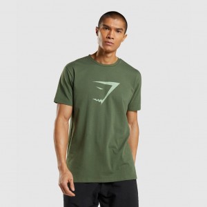 Camiseta Gymshark Sharkhead Infill Verde | 54RJKVYCA