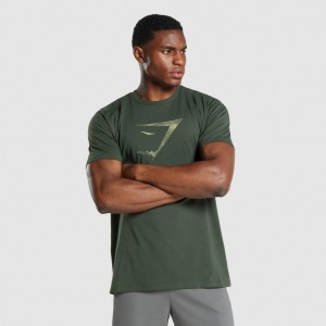 Camiseta Gymshark Sharkhead Infill Verde Oscuro | 16DRMHIOZ