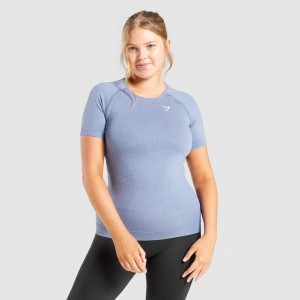 Camiseta Gymshark Vital Seamless 2.0 Azules | 23WYXQNIA