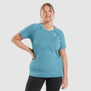Camiseta Gymshark Vital Seamless 2.0 Light Tahoe Teal Marl | 24SNHZKLG