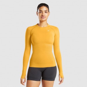 Camiseta Gymshark Vital Seamless 2.0 Long Sleeve Amarillo | 94OPDGTYU
