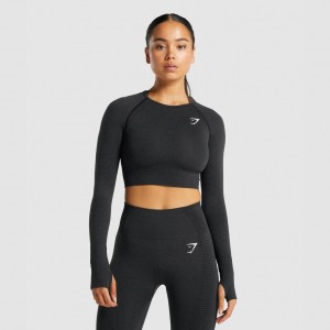 Camiseta Gymshark Vital Seamless 2.0 Long Sleeve Crop Negras | 18KXQHTAN