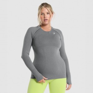 Camiseta Gymshark Vital Seamless 2.0 Long Sleeve Gris | 14UOJPNLD