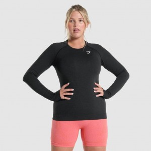 Camiseta Gymshark Vital Seamless 2.0 Long Sleeve Negras | 35IVUKMBE