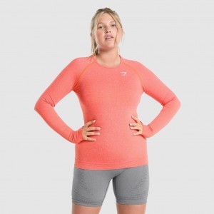 Camiseta Gymshark Vital Seamless 2.0 Long Sleeve Naranjas | 93BJSQUNK