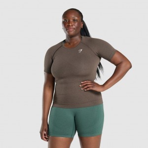 Camiseta Gymshark Vital Seamless 2.0 Marrones | 96UDXBJPE
