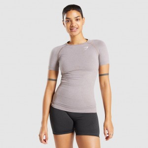 Camiseta Gymshark Vital Seamless 2.0 Taupe Marl | 60NBLQFHY