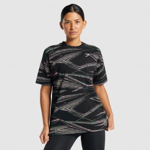 Camiseta Gymshark Zone Estampadas Tee Negras Verde | 94OELQUZK