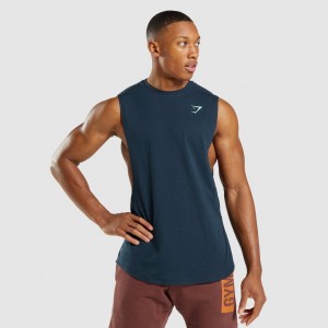 Camiseta Tirantes Gymshark Bold Drop Arm Azul Marino | 12FICYVUJ
