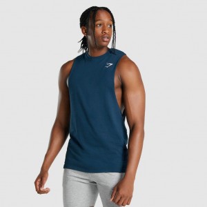 Camiseta Tirantes Gymshark Critical 2.0 Drop Arm Azul Marino | 24BLSAEIV