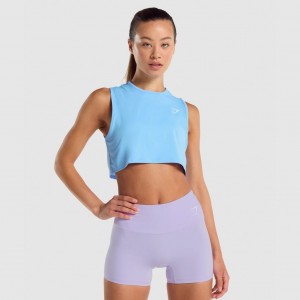 Camiseta Tirantes Gymshark Entrenamiento Crop Azules Claro | 03VHBTZYD