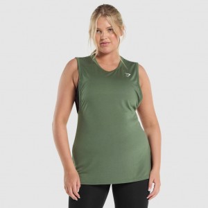 Camiseta Tirantes Gymshark Entrenamiento Drop Arm Verde | 63IYULHRO