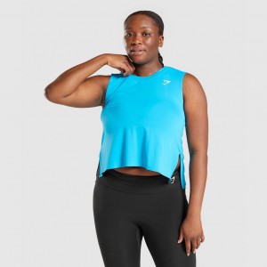 Camiseta Tirantes Gymshark Entrenamiento Midi Azules | 31WODZVME