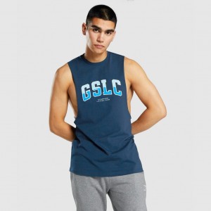 Camiseta Tirantes Gymshark GSLC Collegiate Drop Arm Azul Marino | 68GMHQNCZ