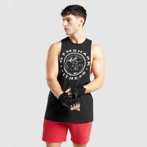 Camiseta Tirantes Gymshark Legacy Drop Arm Negras Blancas | 39YZGXVLC