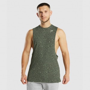 Camiseta Tirantes Gymshark Micro Print Drop Arm Verde | 27BPGWTIX