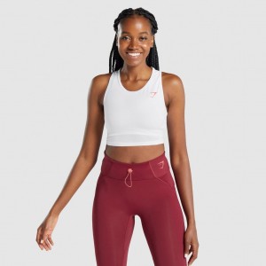 Camiseta Tirantes Gymshark Pulse Crop Blancas | 54GUNMHPC