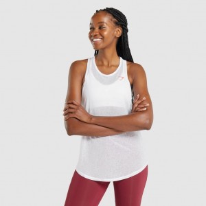 Camiseta Tirantes Gymshark Pulse Ligeros Blancas | 06WMOZJQR