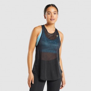 Camiseta Tirantes Gymshark Pulse Ligeros Negras | 90NEWRJMY