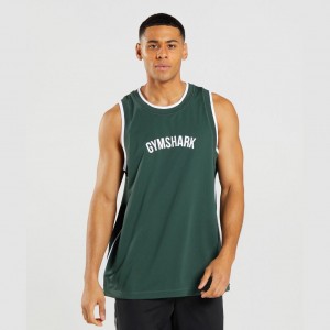 Camiseta Tirantes Gymshark Recess Basketball Obsidian Verde Blancas | 32RUBSCYA