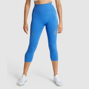 Leggins Gymshark Energy Seamless Cropped Azules | 82TDNAXIJ