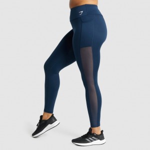 Leggins Gymshark Entrenamiento Mesh Pocket Azul Marino | 39QLEWTBM