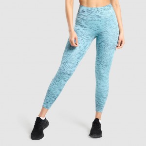 Leggins Gymshark Entrenamiento Teal Print | 93LQOUEWM