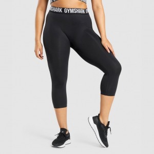 Leggins Gymshark Fit Seamless Cropped Negras | 20XTJKWPC