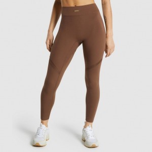 Leggins Gymshark Whitney Mesh Marrones | 07ABZFETX