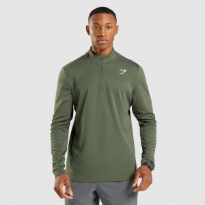 Pullover Gymshark Arrival 1/4 Zip Verde Oliva | 94TWFXPBM