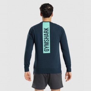 Pullover Gymshark Bold Crew Azul Marino | 24NGCESYM