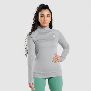 Pullover Gymshark Entrenamiento 1/4 Zip Gris | 60JUKFAVT