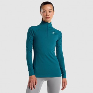 Pullover Gymshark Entrenamiento 1/4 Zip Teal | 83JCLAMHW