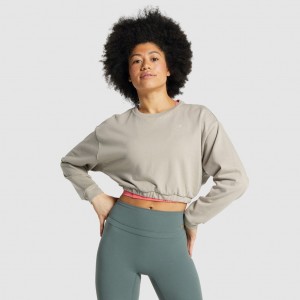 Pullover Gymshark Whitney Cropped Mink | 40ANLIVFQ