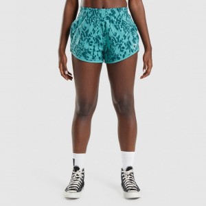 Short Gymshark Animal Estampadas Teal Print | 27HMWPUXI