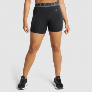 Short Gymshark Fit Seamless Negras | 02WDNKCBU