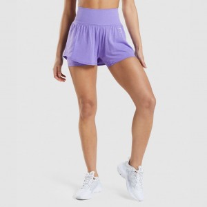 Short Gymshark Vital Seamless 2.0 2-in-1 Moradas | 02FPTWDRX