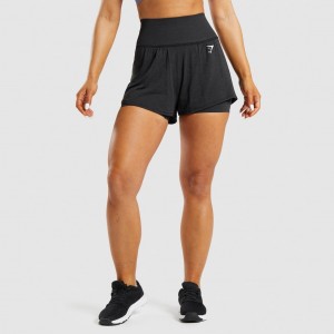 Short Gymshark Vital Seamless 2.0 2-in-1 Negras | 17QXDPZLF