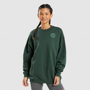 Sudadera Gymshark Legacy Estampadas Verde Oscuro | 64OYNKZCG