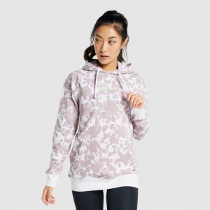 Sudadera con Capucha Gymshark Camo Estampadas Oversized Blancas Moradas | 86BWYXLQC