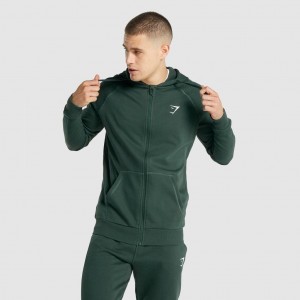 Sudadera con Capucha Gymshark Crest Zip Up Verde Oscuro | 76CMJBDVL