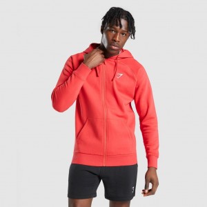 Sudadera con Capucha Gymshark Crest Zip Up Rojas | 83BPRSHNJ