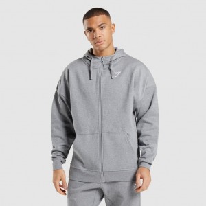 Sudadera con Capucha Gymshark Essential Oversized Zip Up Charcoal Marl | 18LIAKNPZ