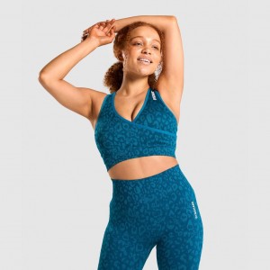 Sujetador Deportivo Gymshark Adapt Animal Seamless Teal | 03IKUQBLV