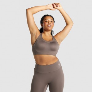 Sujetador Deportivo Gymshark Open Back Entrenamiento Marrones | 43OEZRGBX
