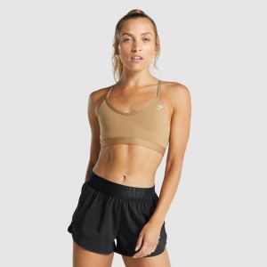 Sujetador Deportivo Gymshark V Neck Entrenamiento Marrones Claro | 04OYMHBRC