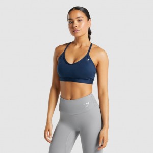 Sujetador Deportivo Gymshark V Neck Entrenamiento Azul Marino | 98FPIGXMO