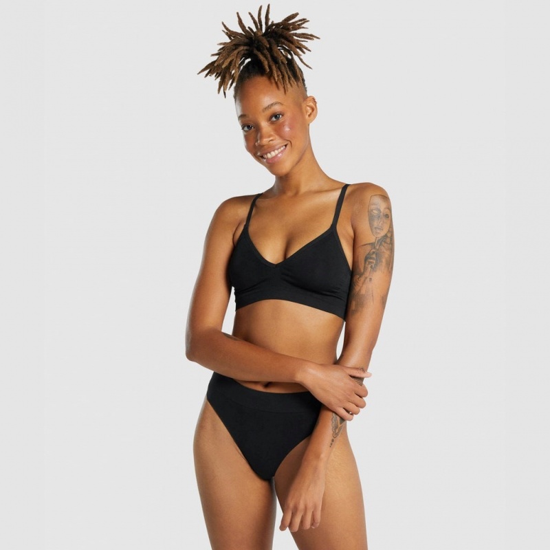 Bralette Gymshark Seamless Low Neck Negras | 42INLARQP