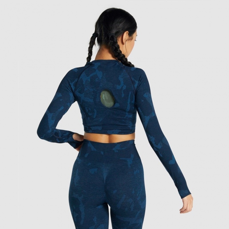 Camiseta Gymshark Adapt Camo Seamless Long Sleeve Crop Savanna | 27CHRGMDZ